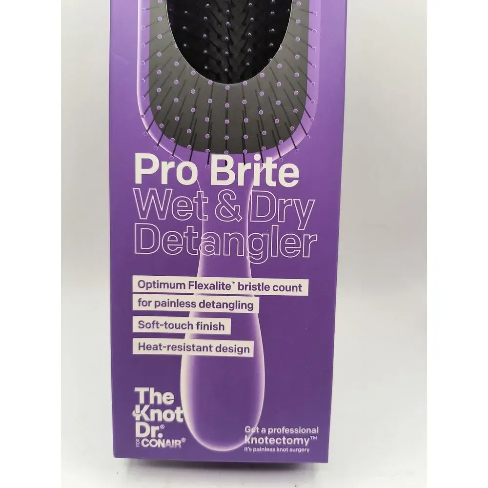 Conair The Knot Dr. Hairbrush Pro Brite Wet & Dry Detangler Hair Brush Purple